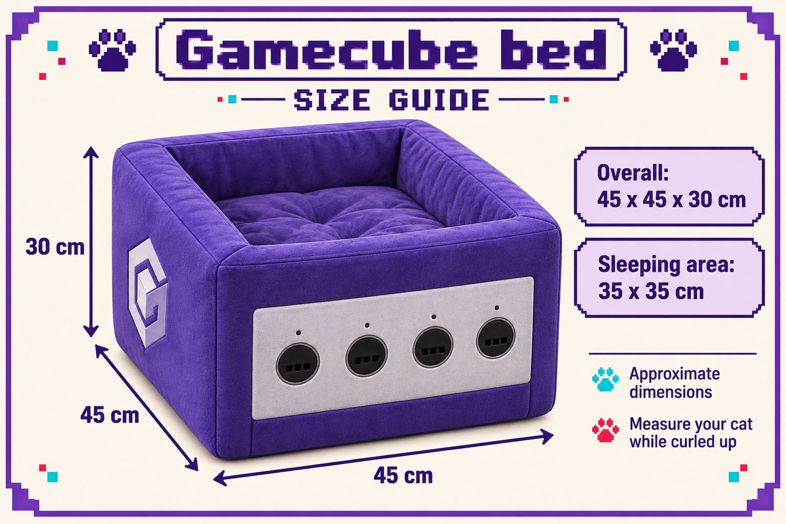 Gamecube bed — dimensions and sleeping area